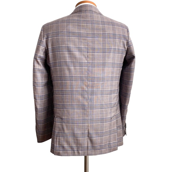 Cole Haan Men's Wool Plaid Blazer Sport Coat Preppy Academia Brown Blue Size 40L